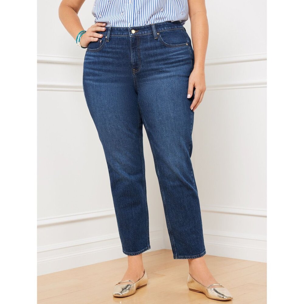 Talbots Slim Straight Leg Jeans Ankle Womens Size 4 Mid Rise Medium Wash Blue